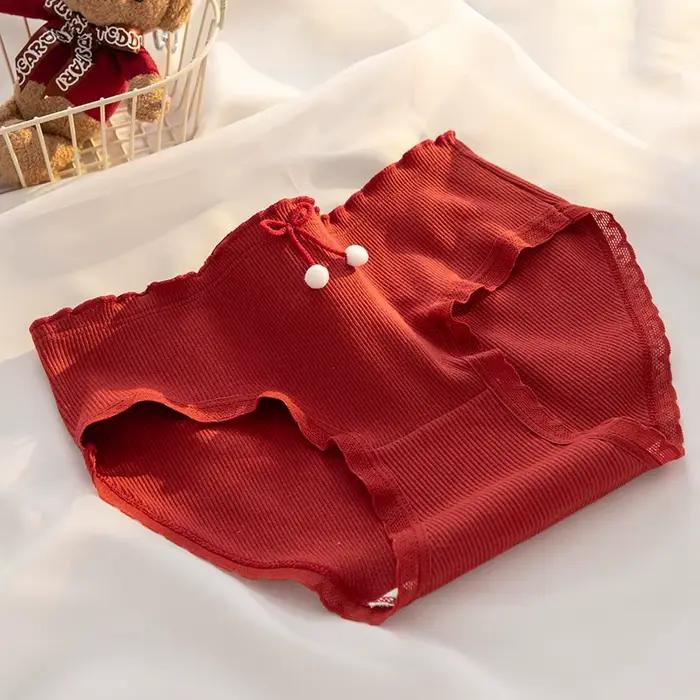 Culottes en coton sous-vêtements féminins culottes Sexy pour femmes slips sous-vêtements rouges gran