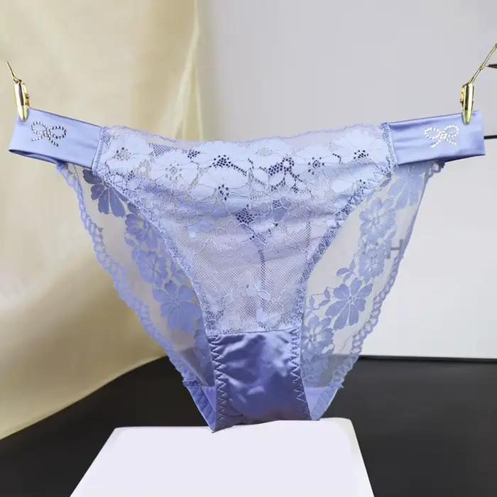 Culottes décorées de strass pour femmes, culottes ajourées, slips taille basse, sous-vêtements en de