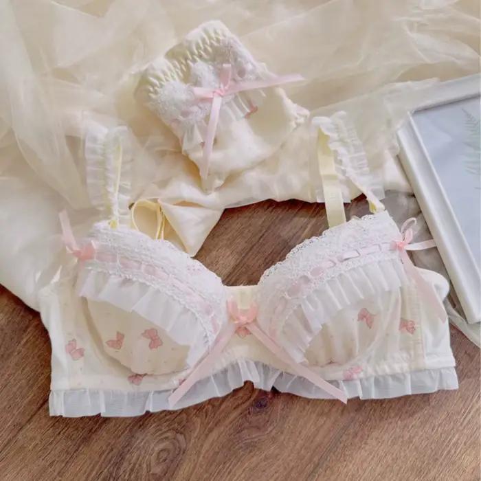 BANERDANNI nouveauté Style princesse mince tasse soutien-gorge ensemble imprimer Kawaii mignon arc p
