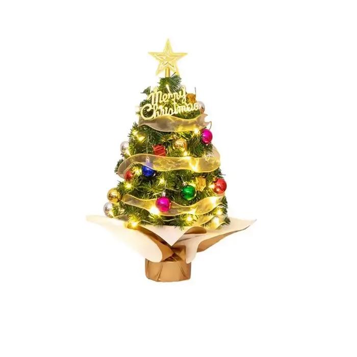 Décor festif Mini arbre de noël artificiel avec lumières arbre coloré ornements de bureau avec étoil