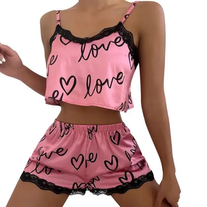 Pyjama femme short costume Homewear sous-vêtements imprimés Pijama Lingerie Sexy Camisoles réservoir