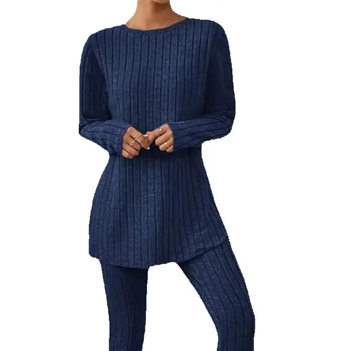 Pyjama pour femmes, automne et hiver, couleur unie simple, décontracté et confortable, coupe ajustée