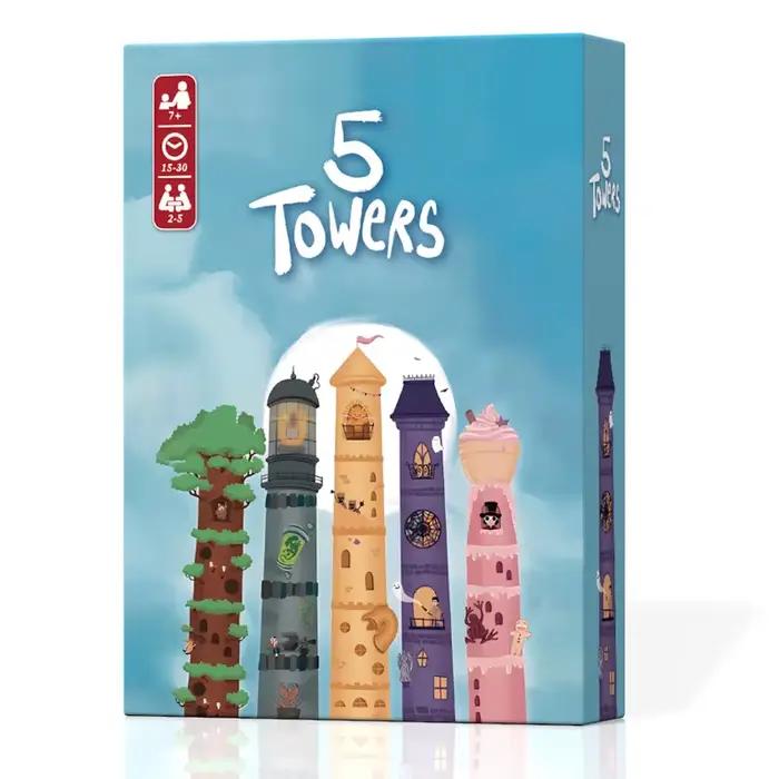 Jeu de société de puzzle d'empilage de tours abstraites 5 Tours, version chinois-anglais, pour les m