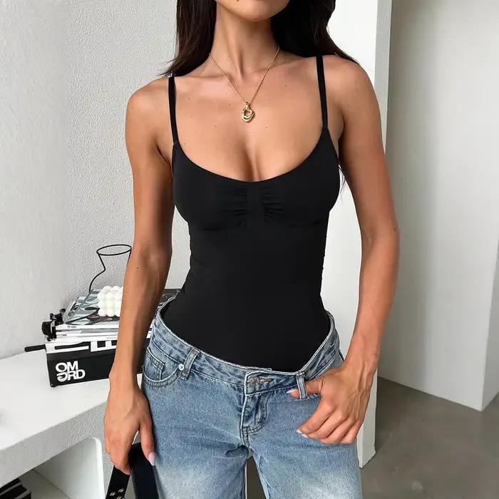 [You're My Secret] Sexy Spice Sling Strap Slim Vest Vêtements pour femmes Solide Simple Basique Sexy