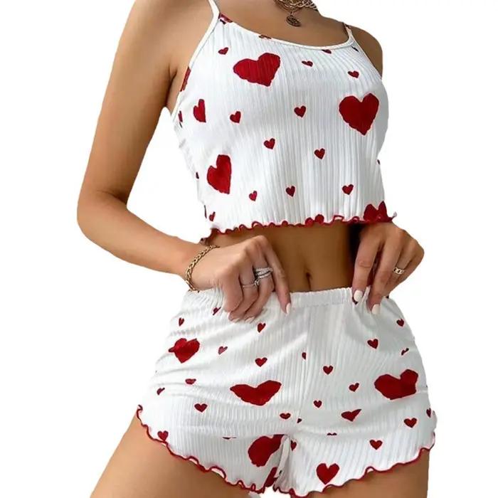 Ensemble de pyjamas College d'amour pour femmes, vêtements de nuit courts, précieux, S, M, L, blanc,