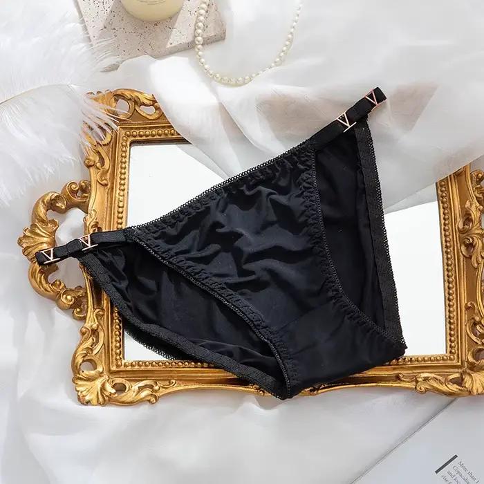 InjSexy-Sous-vêtements en V métal rose Harvey pour femmes, culotte mignonne en coton, entrejambe res