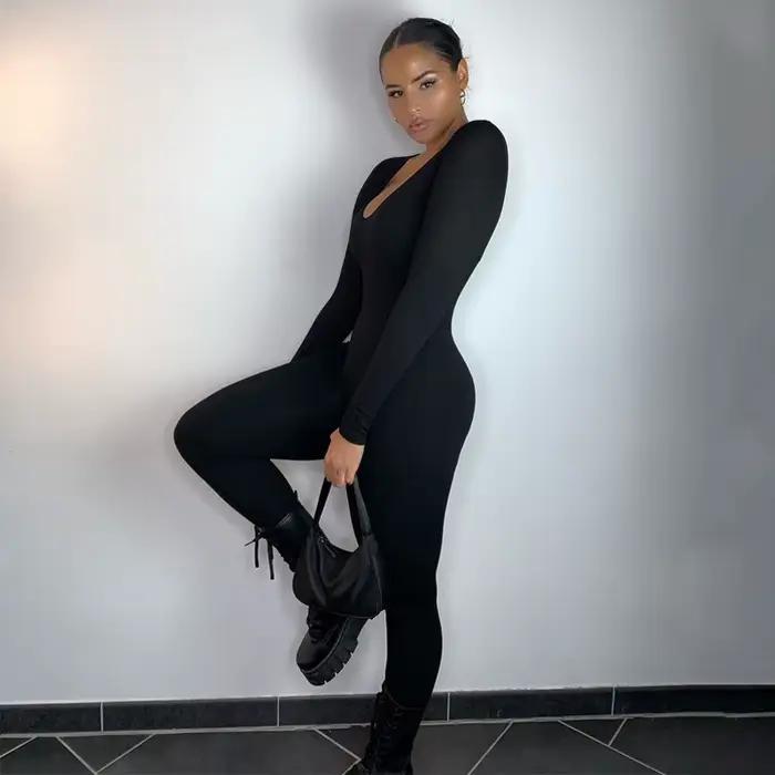 Combinaison à manches longues pour femmes, barboteuse de fitness, combishort d'activité, vêtements d
