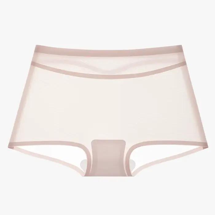 Culotte solide sans couture pour femmes, slip Ultra-fin Sexy, Lingerie transparente, sous-vêtements 