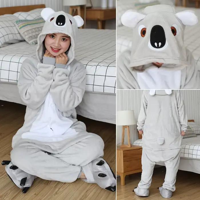 Kigurumi Koala Onesies pyjamas de dessin animé pour adultes femmes hommes pyjamas animaux à capuche 