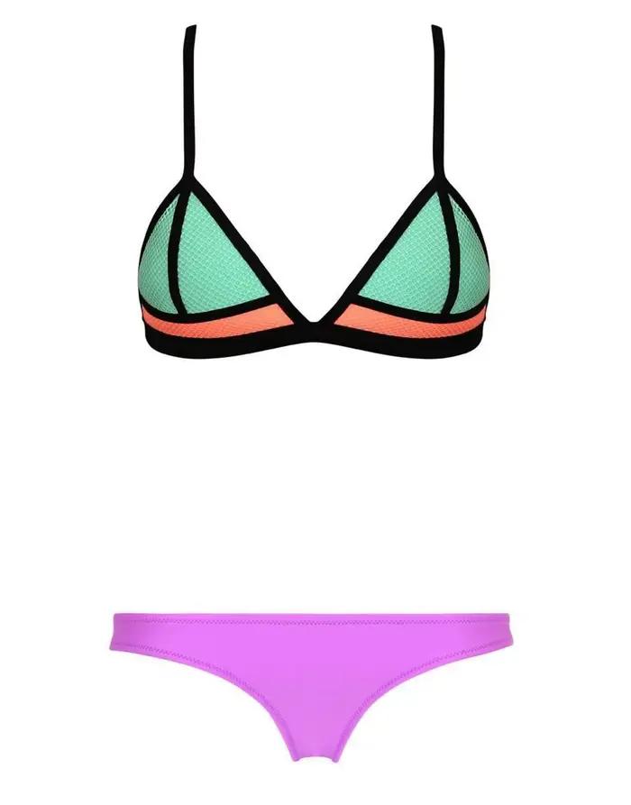 Ensembles de bikini triangulaires pour femmes, maillot de bain bikini deux pièces, design bloc de co
