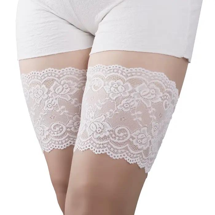 Bandes de cuisses anti-irritations, sexy, en dentelle, deux bandes de silicone anti-aldes, intérieur