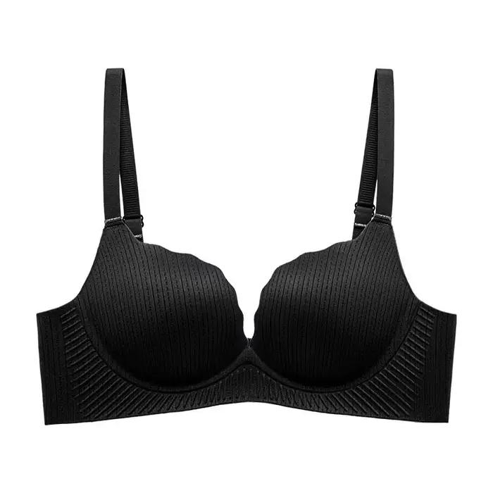 Soutien-gorge Push Up sans fil pour femmes, sans couture, épais, rembourré, bretelles réglables, Lin