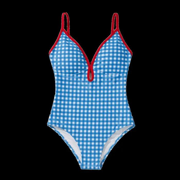 Maillot de bain une pièce dos nu haut de gamme, coupe ajustée, style bikini, combinaison à col en V,
