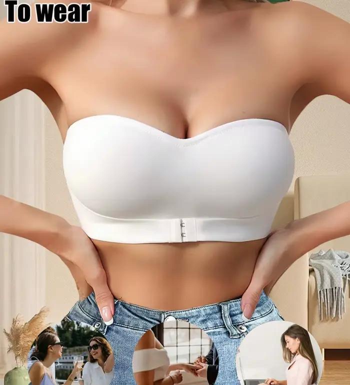 Soutien-gorge sans bretelles sans fil pour femme, antidérapant, à boucle frontale, sexy, dos nu, en 
