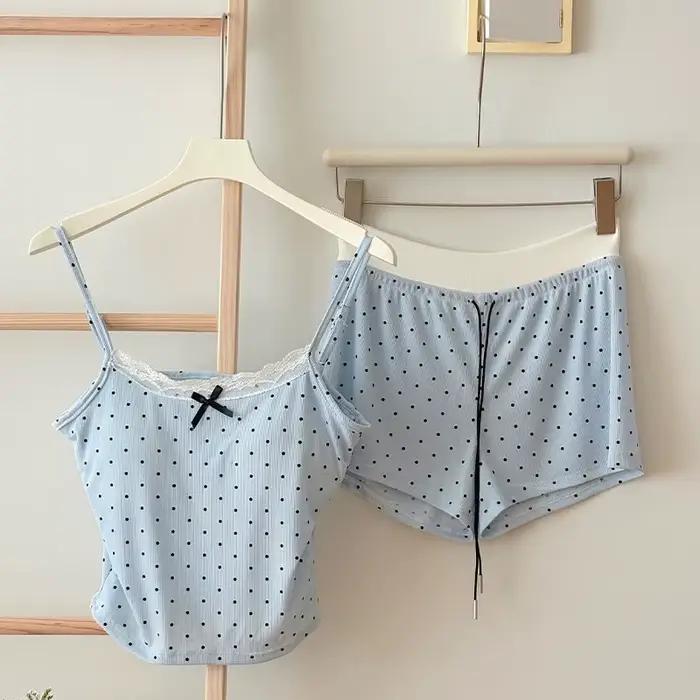 Pyjama Pure Desire pour femme avec nœud papillon et coussinets de poitrine, nouveau modèle d'été, en