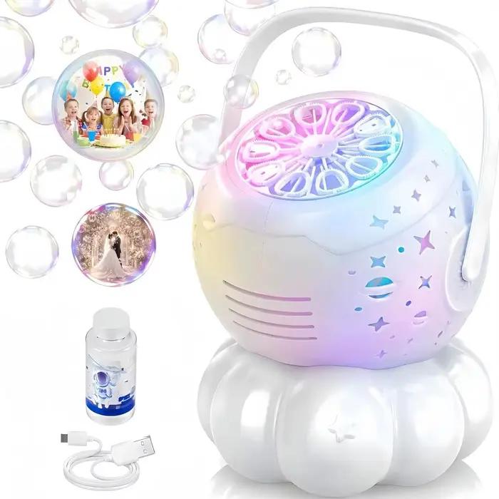 Machine à bulles pour enfants, projecteur d'étoiles avec 7 lumières nocturnes, plus de 30 000 bulles
