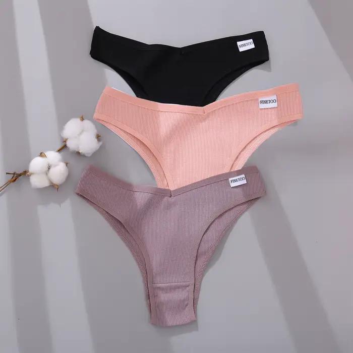 FINETOO 3/5 pièces coton culotte brésilienne culotte femme Sexy taille V t-back sous-vêtements femme