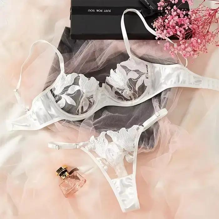 Ensemble de lingerie sexy pour femmes 2024, soutien-gorge et culotte, ensemble de lingerie en dentel