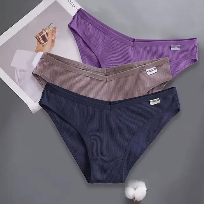 FINETOO-Culottes sexy en coton pour femmes, sous-vêtements féminins, slips en coton pour femmes, lin