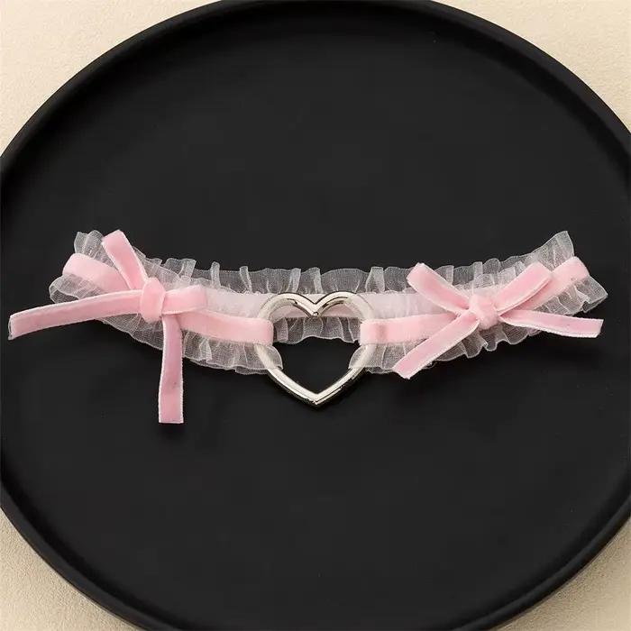 Lolita – jarretelles en dentelle, ceinture de jambe, Punk, croix, cœur, nœud, anneau de jambe, cloch