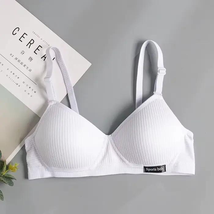 Soutien-gorge en coton pour femmes, bonnet AB, sous-vêtements sans fil, confortable, soutien-gorge e