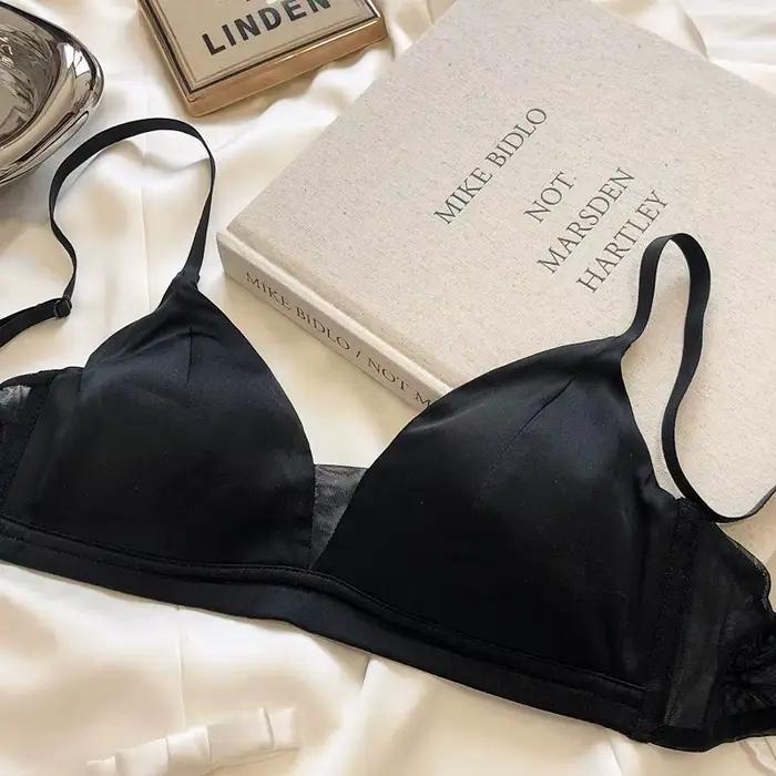 Soutien-gorge Simple en soie de mûrier, sans anneau en acier, bonnet triangulaire, fin, grand, respi