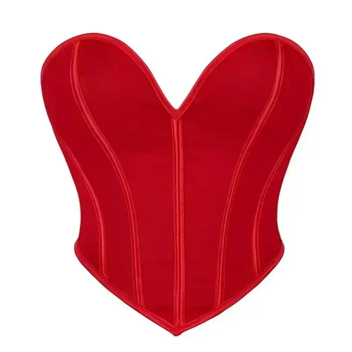 Corset court sans bretelles à col en V mat pour femme, gaine amincissante, bustier, débardeur court