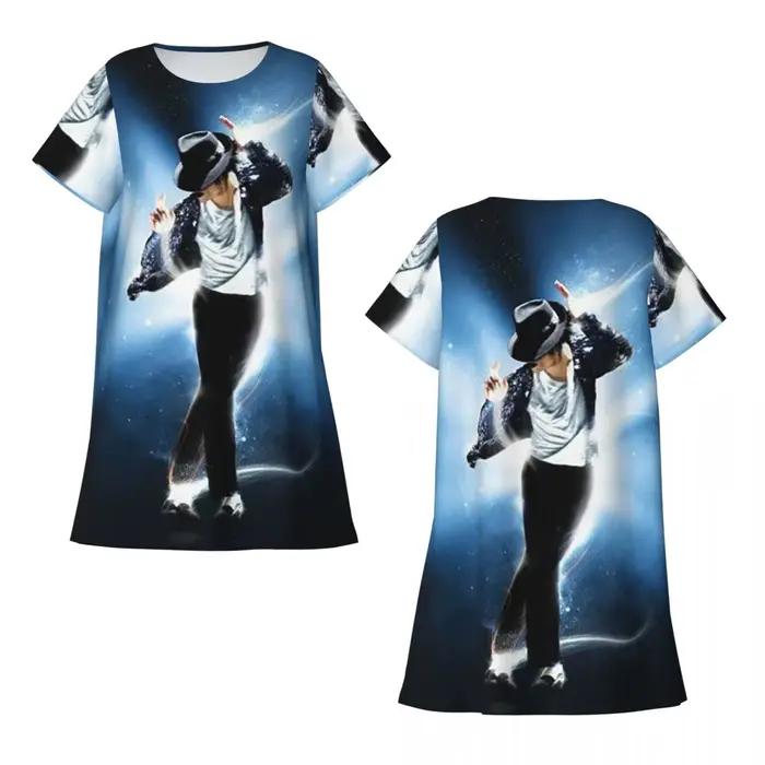 Chemise de nuit personnalisée à manches courtes pour femmes, avec motif de musiciens, chanteurs et d