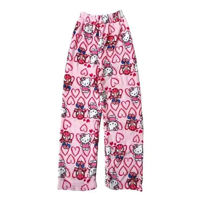 Nouveau pantalon de pyjama Y2K, pantalon de pyjama anime, pantalon décontracté en flanelle doux, pan