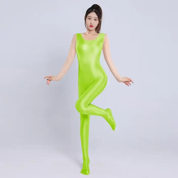 Vêtements de danse sexy pour femmes, tenue de yoga brillante à l'huile, tambour élastique, collants 