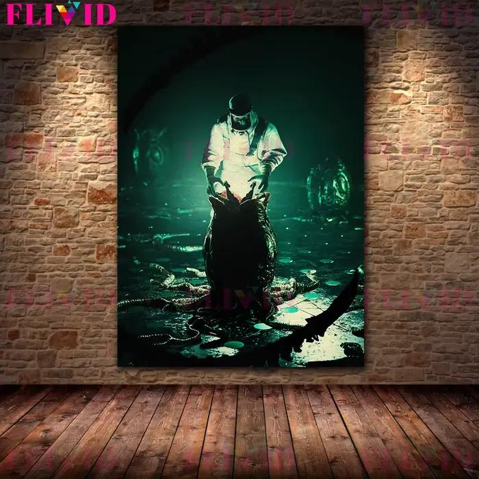 Toile d'Art Mural de Scènes de Film Effrayant et d'Horreur, Peinture de Démons dans la Nuit Noire, A