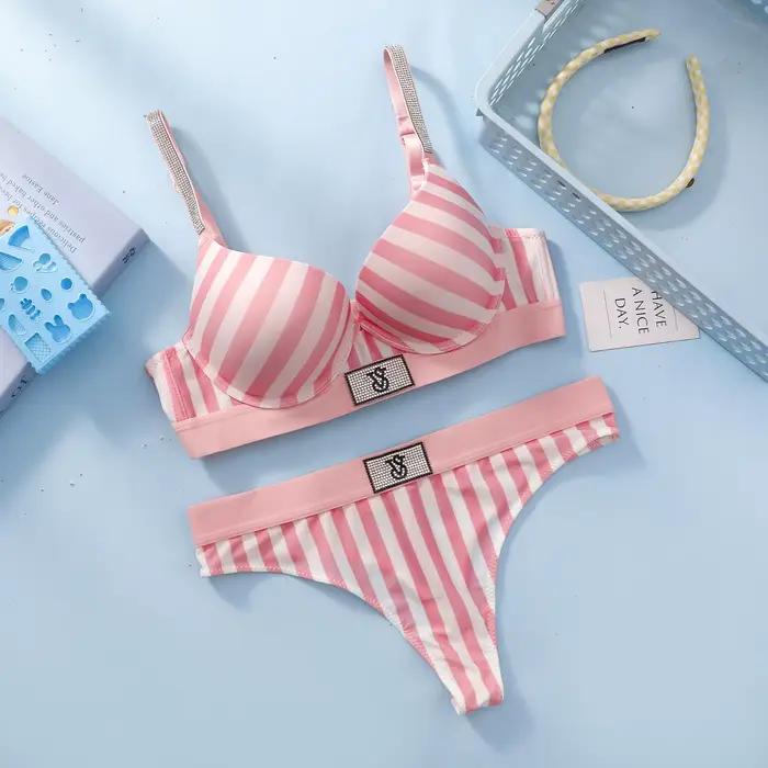 Ensemble soutien-gorge et culotte Victoria's Secret sans fil, lingerie sexy pour femme, soutien-gorg