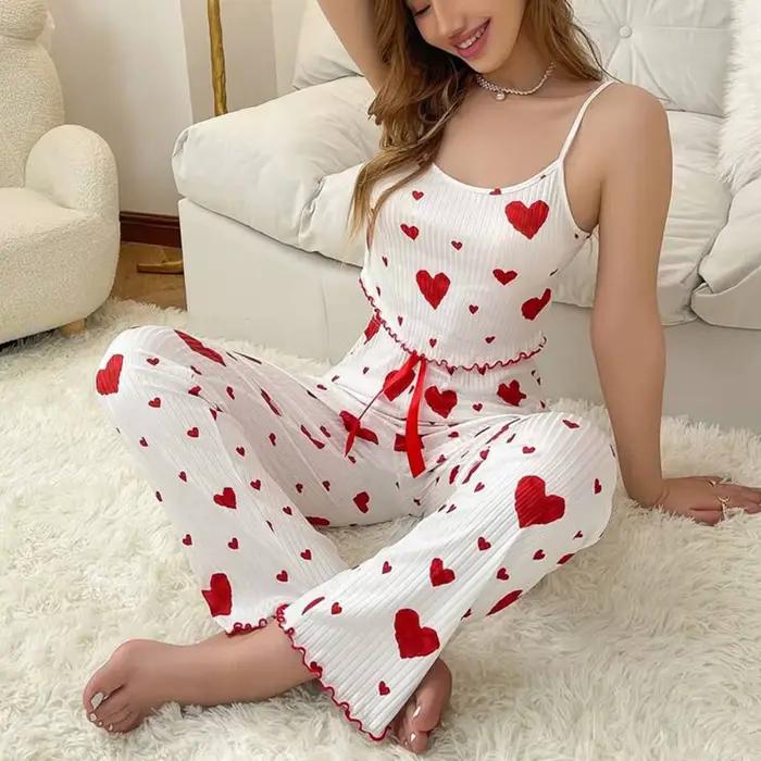 Pyjama grande taille pour femmes, ensemble 2 pièces, gilet court + pantalon, blanc, respirant, doux,