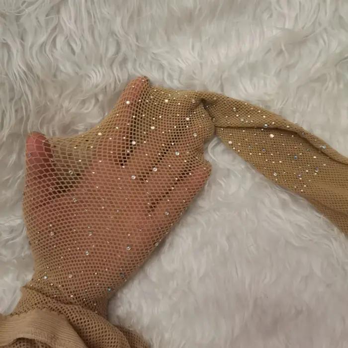 Collants femmes Lingerie Sexy dentelle maille résille bas collants femme bonneterie strass Bling dis