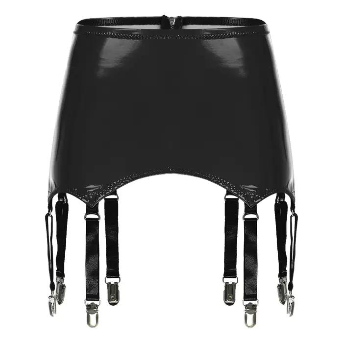 Porte-jarretelles en cuir verni pour femme avec clips en métal, porte-jarretelles, pôle de fête, lin