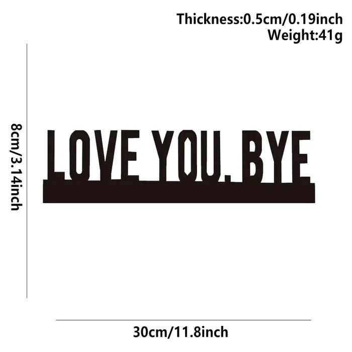 Panneau décoratif mural 2D en bois artificiel imprimé, motif « LOVE YOU BYE », art mural géométrique