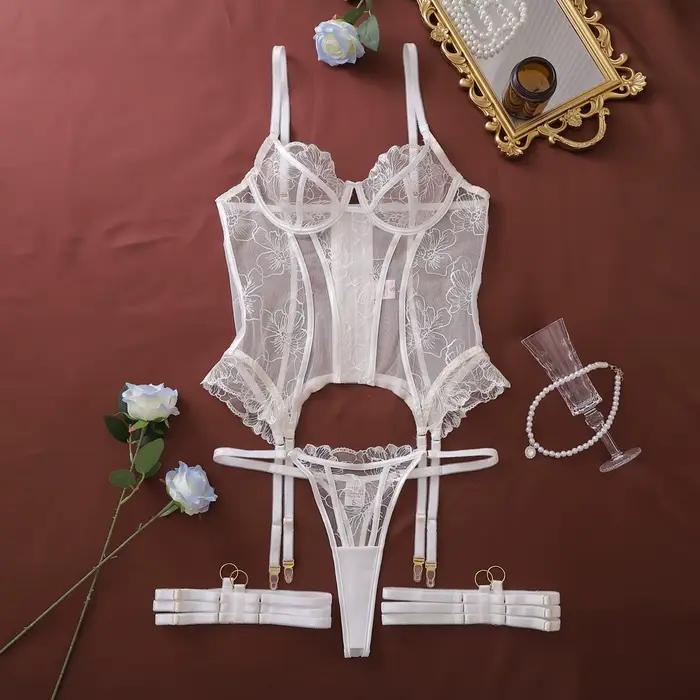 Ellolace – Nouveaux ensembles de lingerie française pour femmes, corset romantique et string 2 pièce