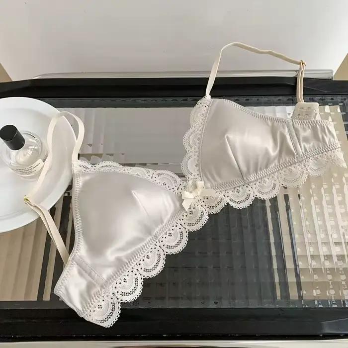 Soutien-gorge en dentelle à nœud en forme de triangle de style coréen pour femmes Petite poitrine So