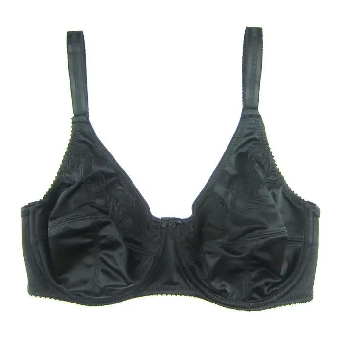 Soutien-gorge brodé en Satin pour femmes, 3 couleurs noir/vert/argent, bonnet Push Up non doublé, gr