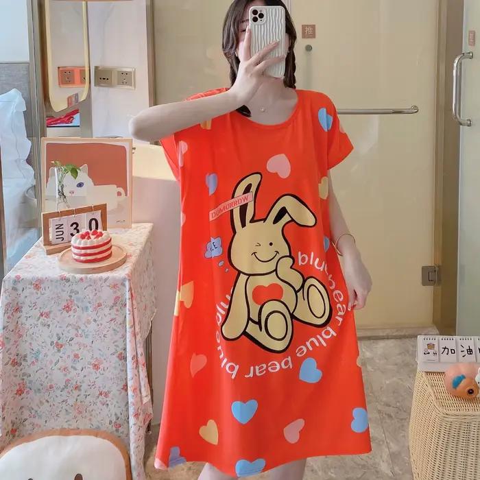 Chemise de nuit d'été et d'automne pour filles, 1 pièce, robe confortable à manches courtes, vêtemen
