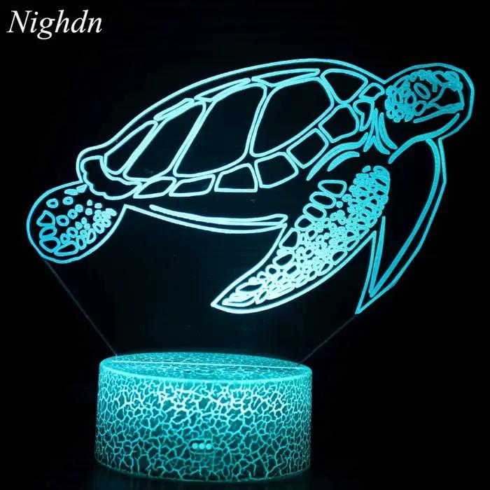 Nighdn 3D LED tortue veilleuse pour enfants 7 couleurs tortue lampe chambre décoration anniversaire 