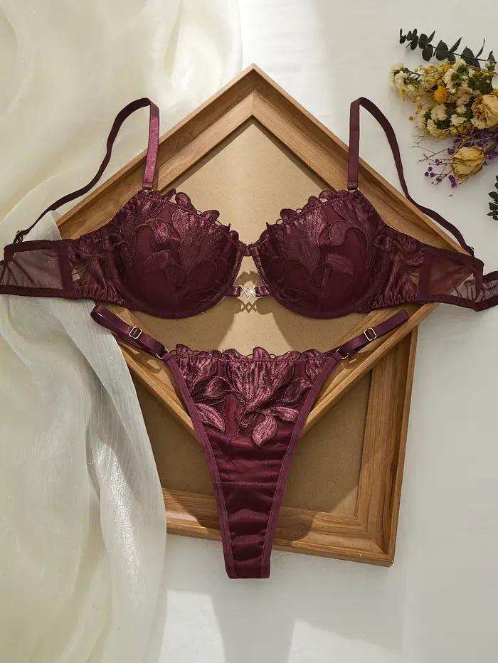 Ensemble soutien-gorge et culotte rouge brunâtre, double couche, sans irritation cutanée, sous-vêtem