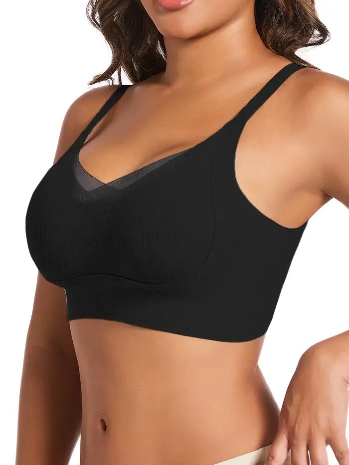 Soutien-gorge Push Up noir décontracté pour femmes, 1 pièce, avec tissu extensible moyen
