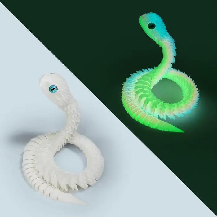 Serpent lumineux imprimé en 3D, 30/60/80cm, Simulation de articulations mobiles, figurines d'action,