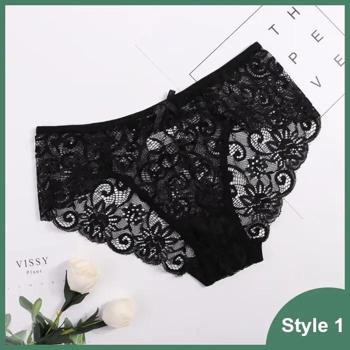 Culotte Sexy en dentelle transparente pour femmes, sous-vêtements ajourés, taille basse, Lingerie re
