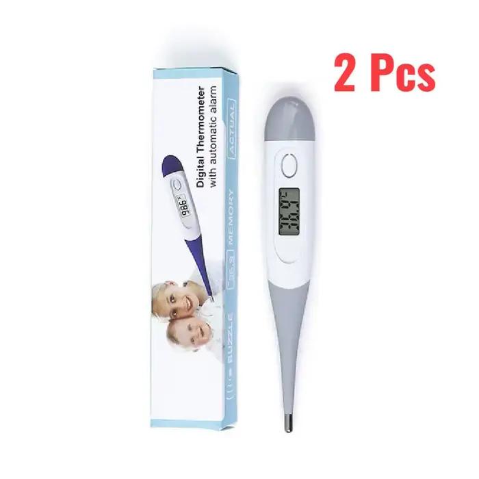 Lot de 2 thermomètres numériques pour la fièvre, mesure orale, axillaire ou rectale, affichage LCD é