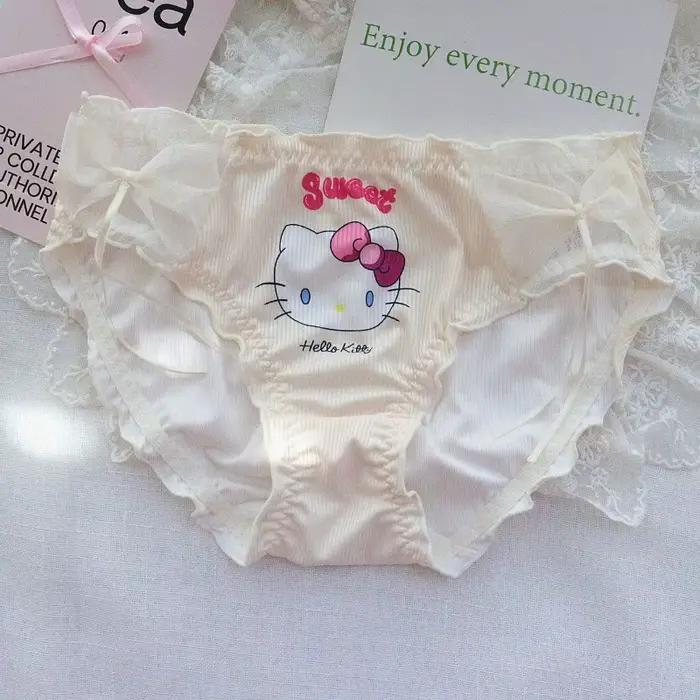 Sanrio Hello Kitty culottes dessin animé mignon femme Sexy nœud slips fille douce taille basse confo