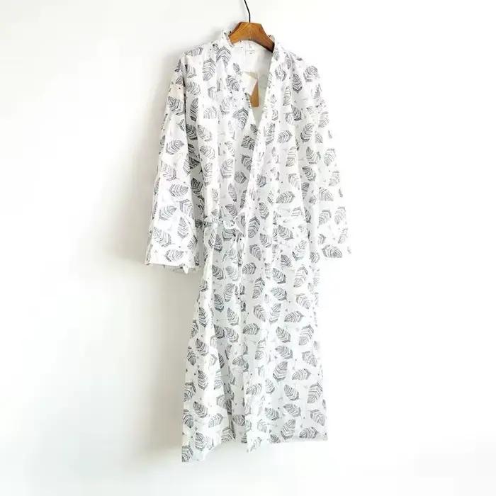Peignoir Kimono Japonais en Coton Imprimé, Chemise de Nuit Décontractée, Cardigan Doux pour la Maiso