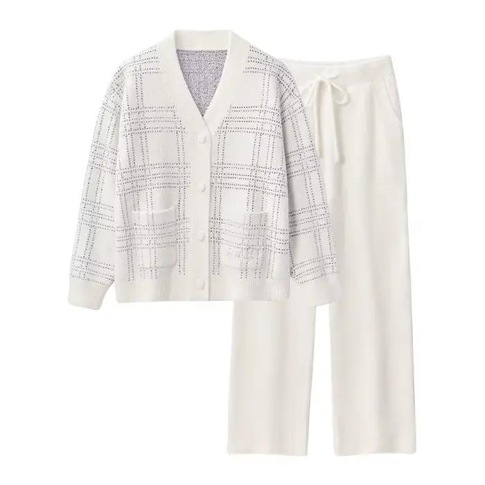 SUJIIN femmes 2 pièces tenues pyjamas ensemble automne hiver décontracté vêtements de nuit femme ray