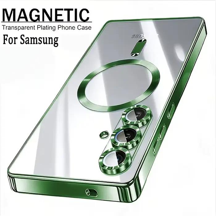Coque de téléphone magnétique transparente plaquée pour Samsung Galaxy A56 A55 A54 A36 A35 A34 A26 A